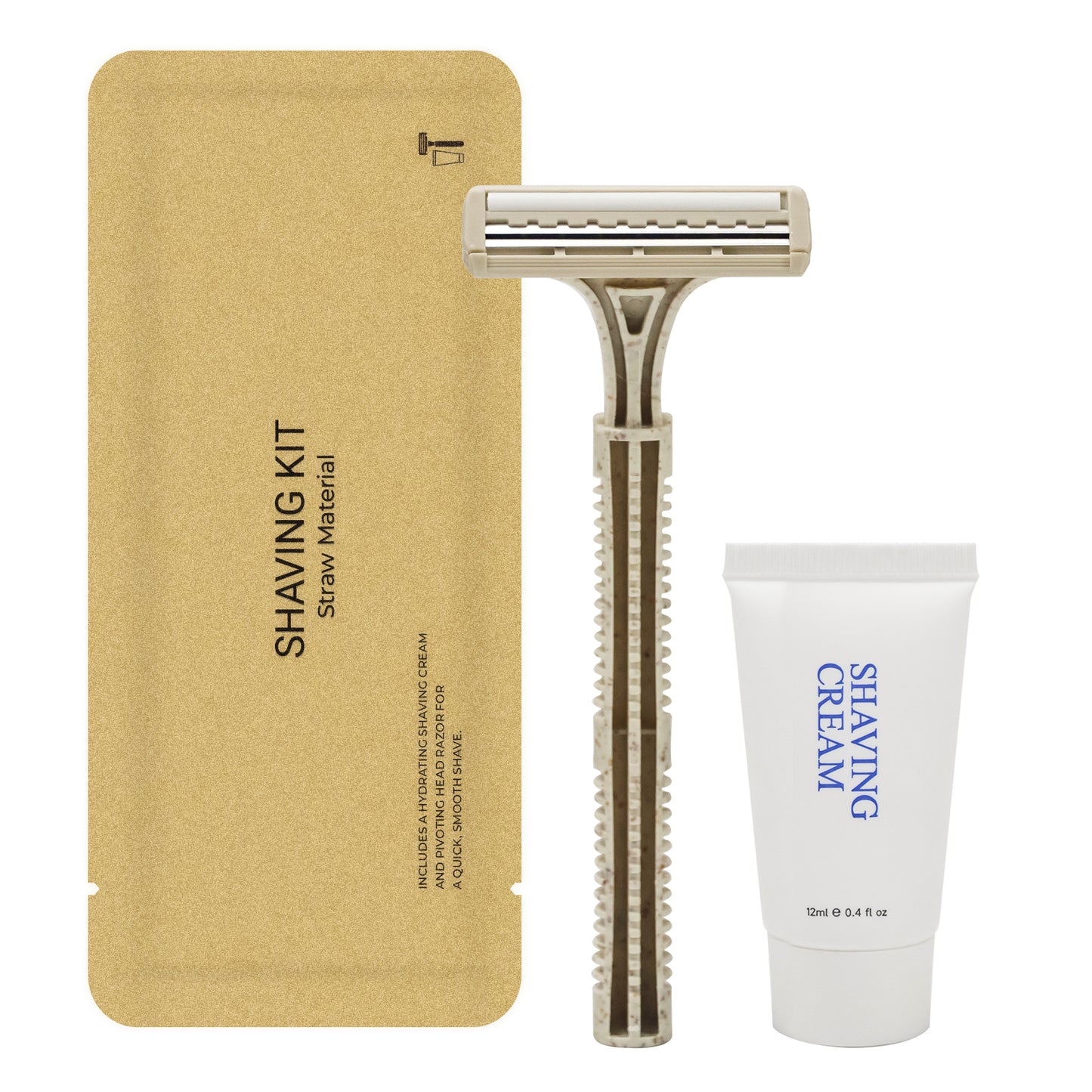 Disposable Shaving Kit for Men &Women - Wheat Straw Razors and Cream Bulk