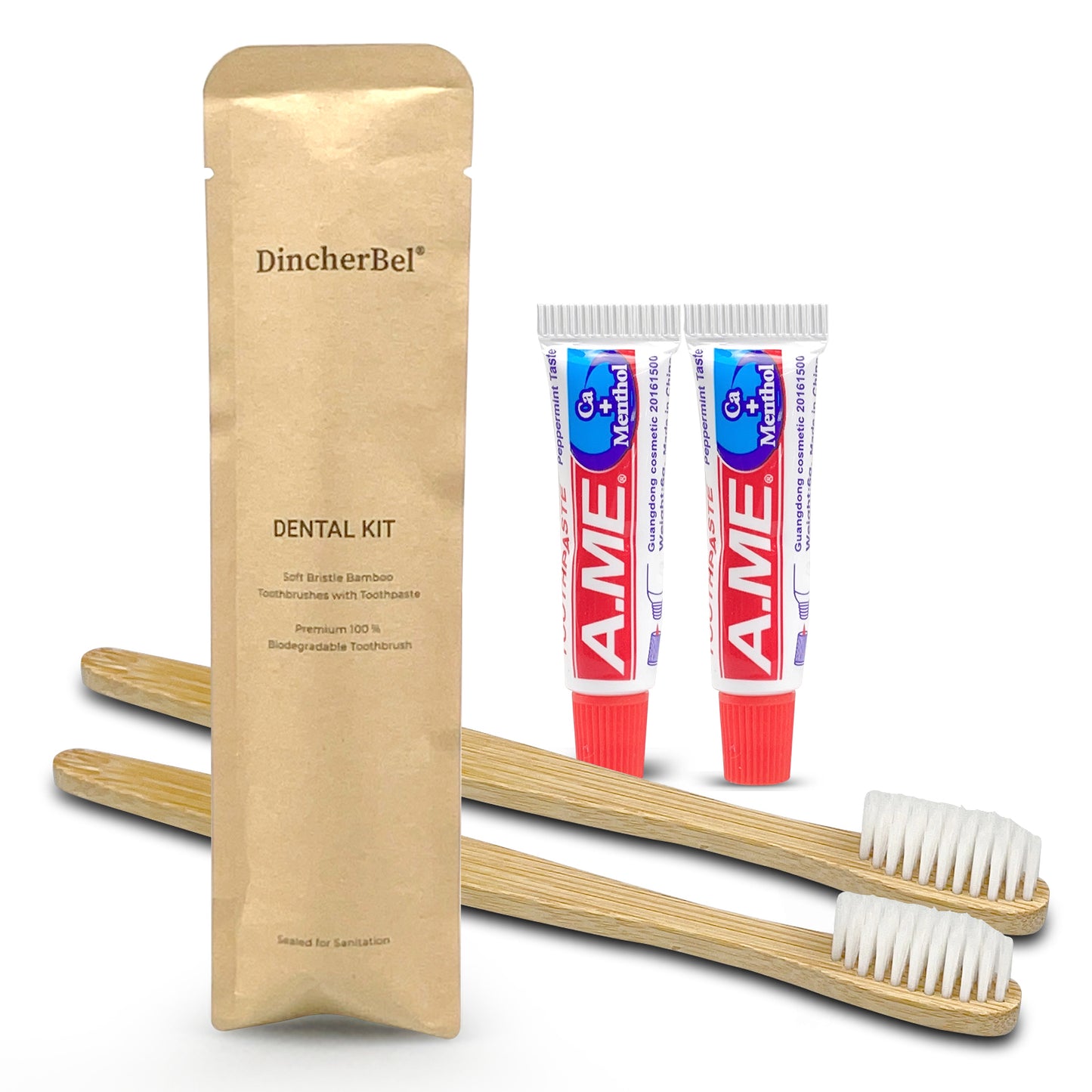 Disposable Bamboo Toothbrushes with Toothpaste(6g) | BPA Free Soft Bristles | Eco-Friendly | Individually Sealed & Biodegradable Bamboo Toothbrushes