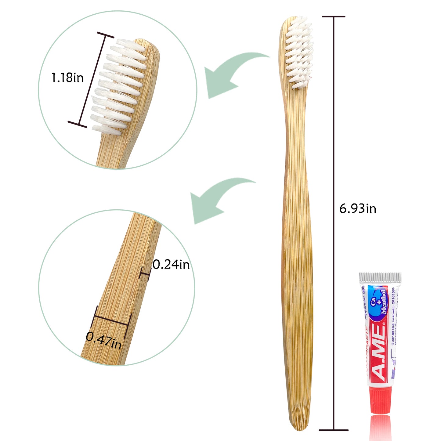 Disposable Bamboo Toothbrushes with Toothpaste(6g) | BPA Free Soft Bristles | Eco-Friendly | Individually Sealed & Biodegradable Bamboo Toothbrushes