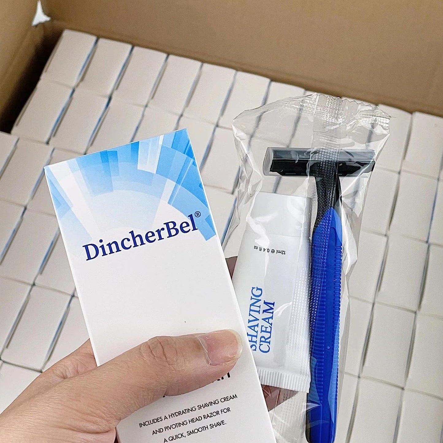 Disposable Razors in Bulk Shaving Kit Twin Blade Razors and Cream(12g), Individually Wrapped Toiletries Amenities for Hotel, Airbnb, Homeless, Shelter, Camping and Travel