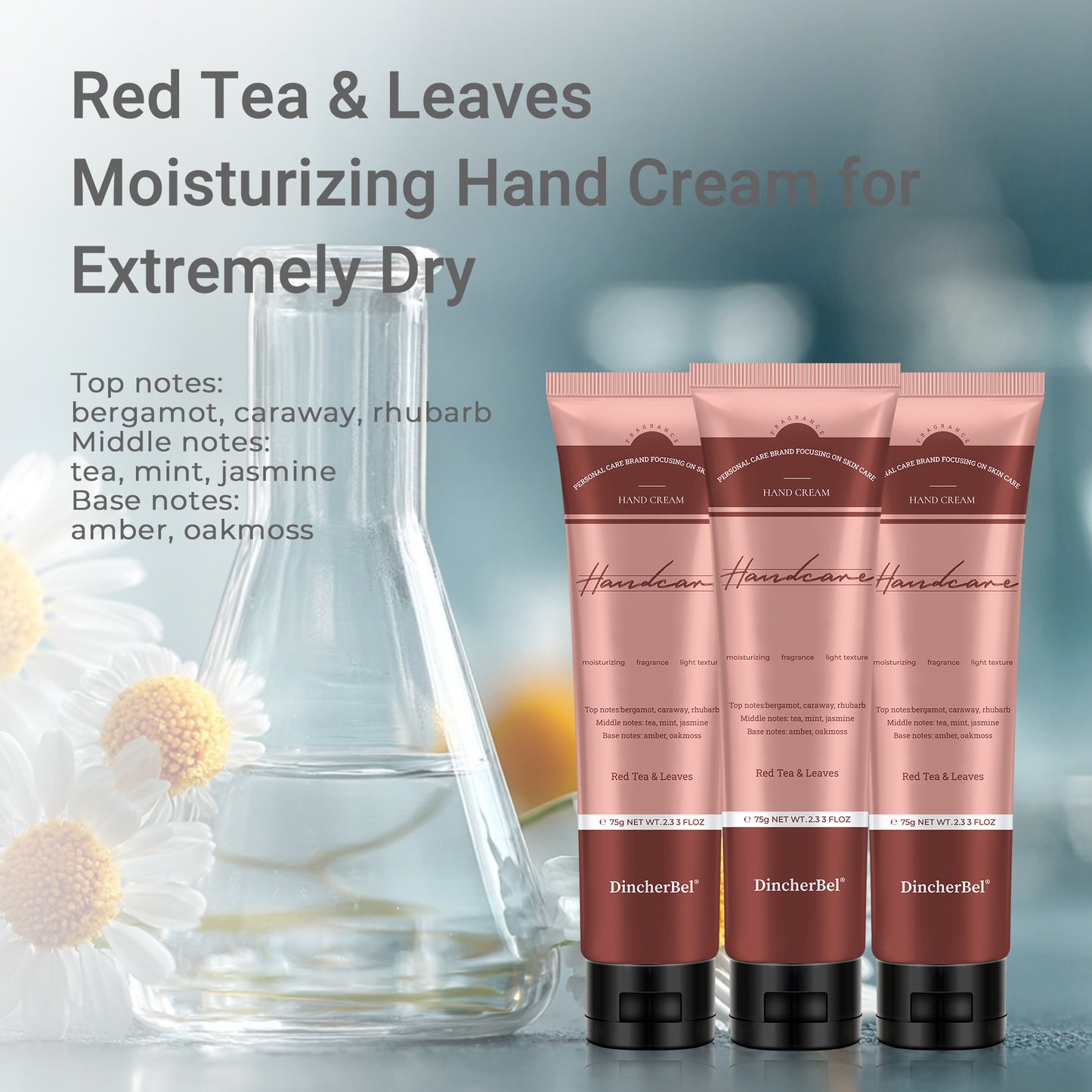 Niacinamide 5% + Squalane 1% Hand Cream with Tranexamic Acid & Vitamin C - Brightening & Hydrating Moisturizer for Dry Skin, Dark Spots, Uneven Tone - Luxury Perfume Scented Non-Greasy Cream with Shea Butter & Almond Oil - 2.33 fl oz