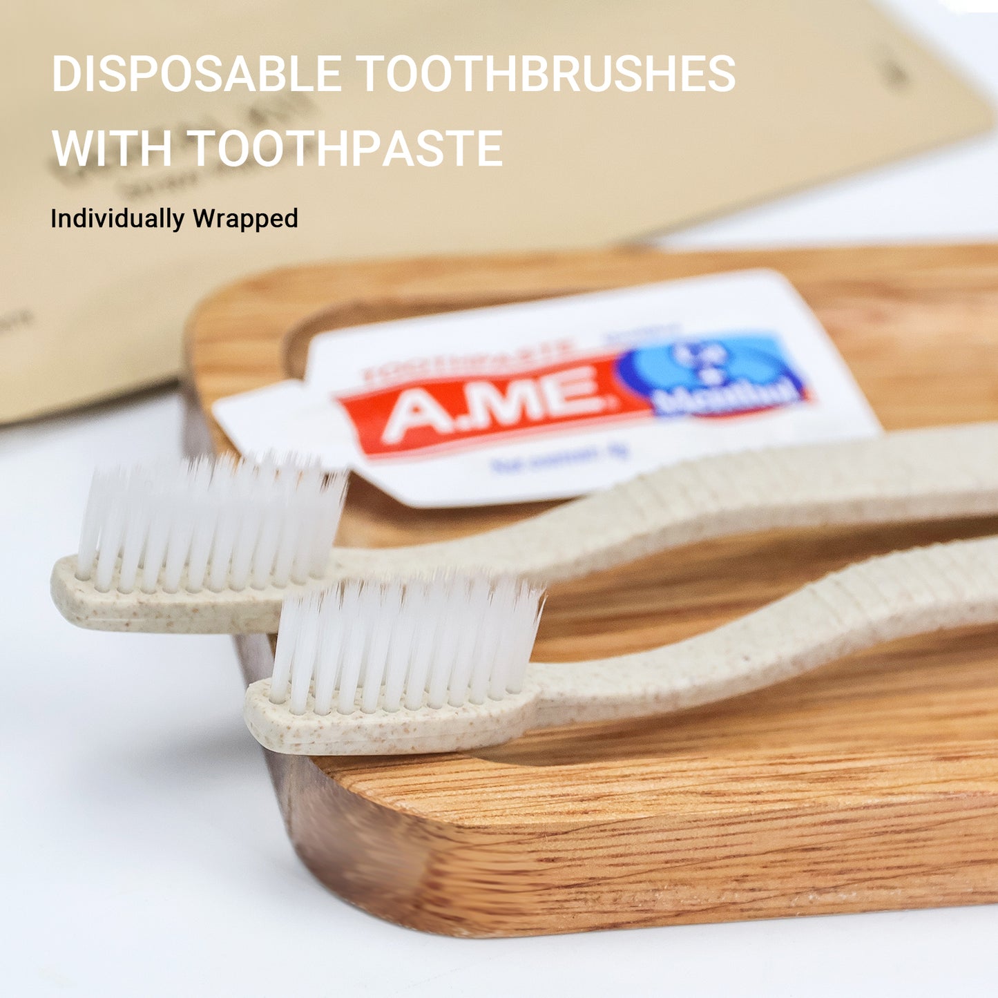 Disposable Dental Kit Individually Wrapped Wheat Straw Travel Include Toothbrush and Toothpaste
