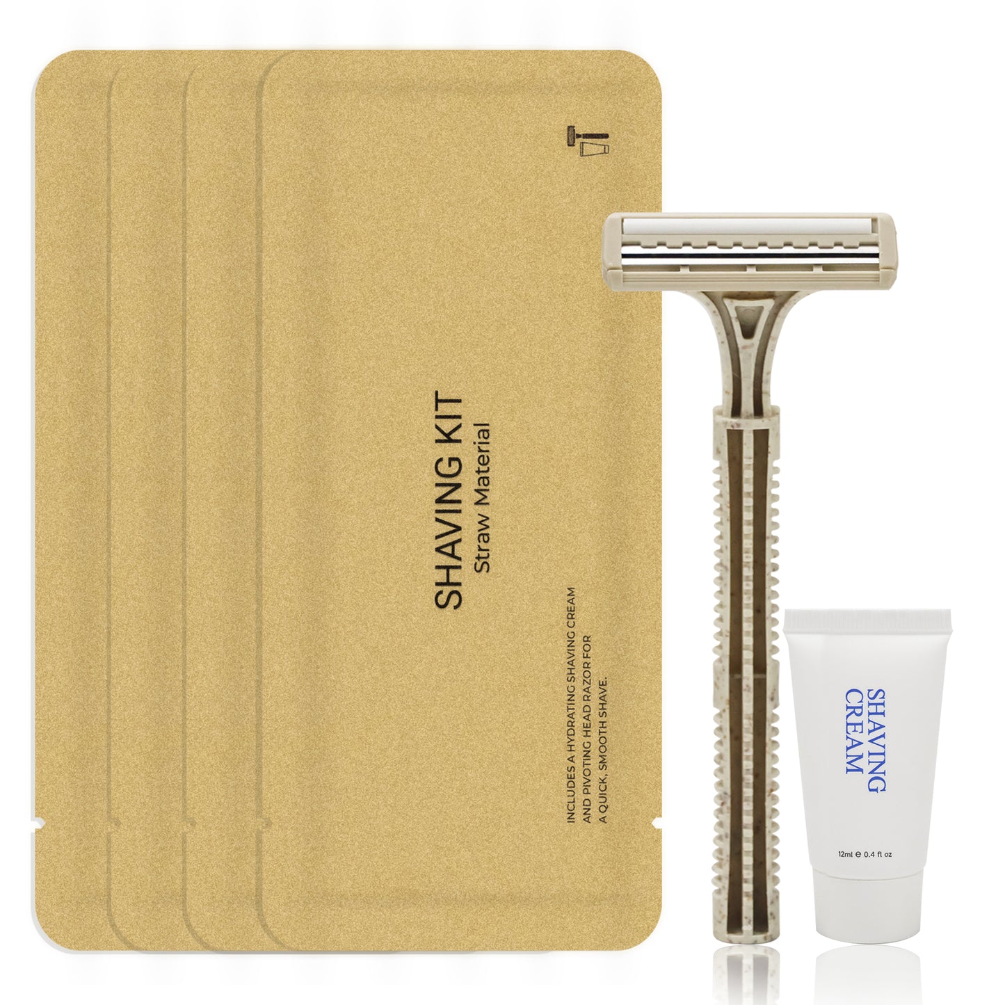 Disposable Shaving Kit for Men &Women - Wheat Straw Razors and Cream Bulk