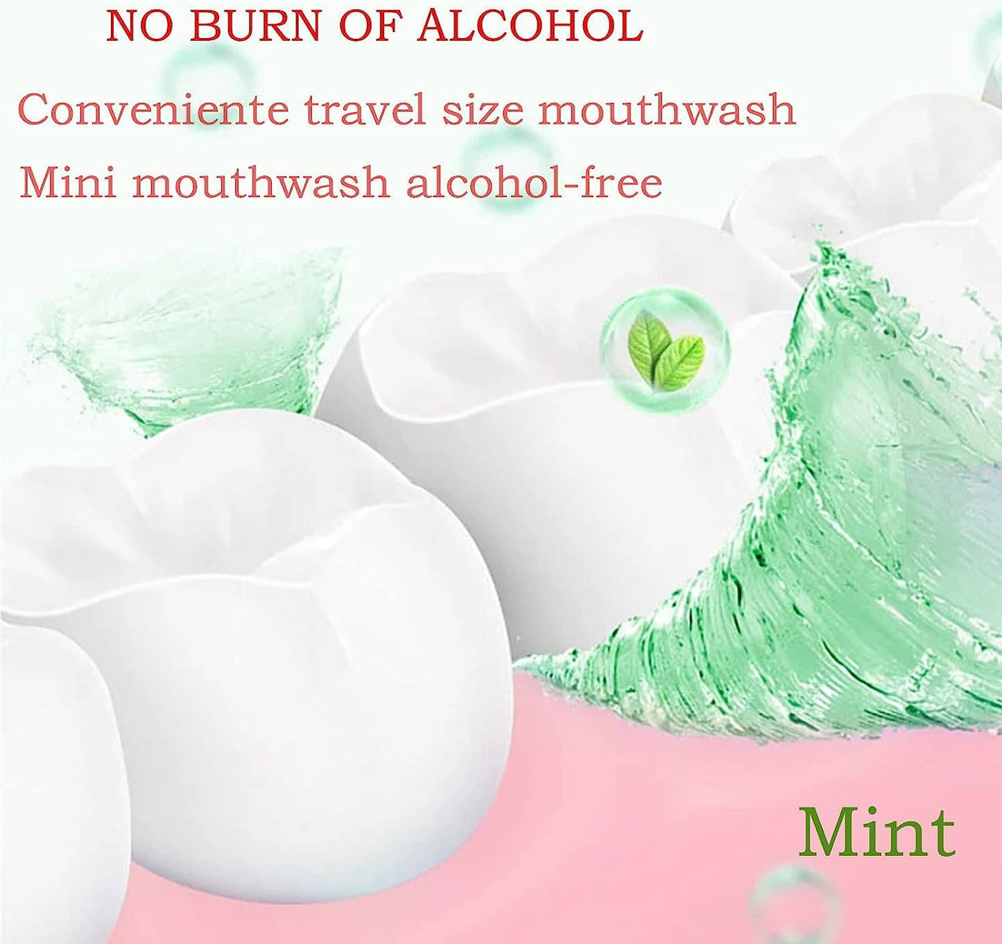 Mouthwash Travel Size Portable Refreshing Mint Mouth Rinse for Fresh Breath, Great for AirBnB, Spas, Hotels Too, 35ml/1.2oz