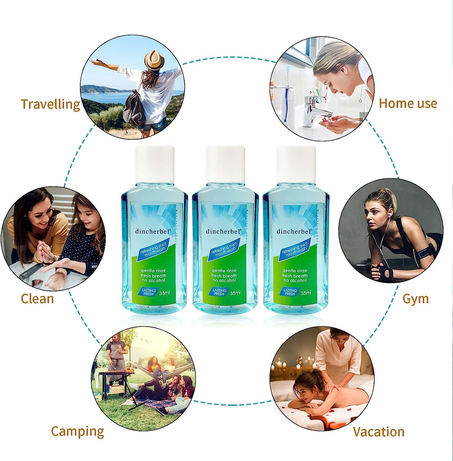 Mouthwash Travel Size Portable Refreshing Mint Mouth Rinse for Fresh Breath, Great for AirBnB, Spas, Hotels Too, 35ml/1.2oz