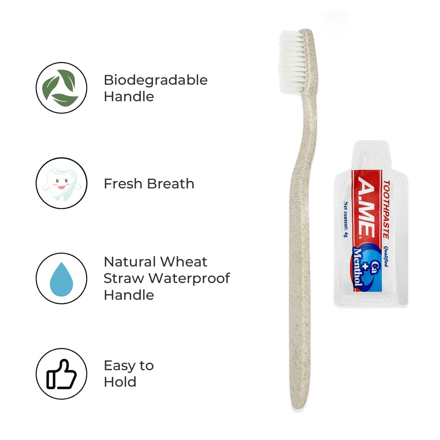 Disposable Dental Kit Individually Wrapped Wheat Straw Travel Include Toothbrush and Toothpaste