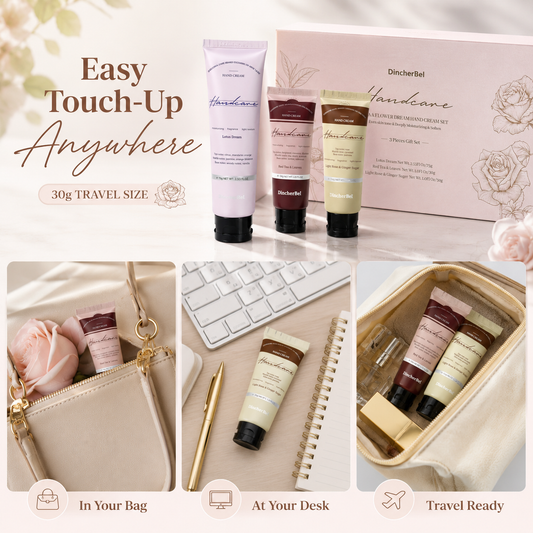 Tea & Flower Dream Hand Cream Gift Set, 3-Piece Scented Hand Cream Set, Lotus Dream 75g + 2 Travel Size 30g, Moisturizing Hand Cream for Dry Hands, Floral Tea Fragrance Gift for Women