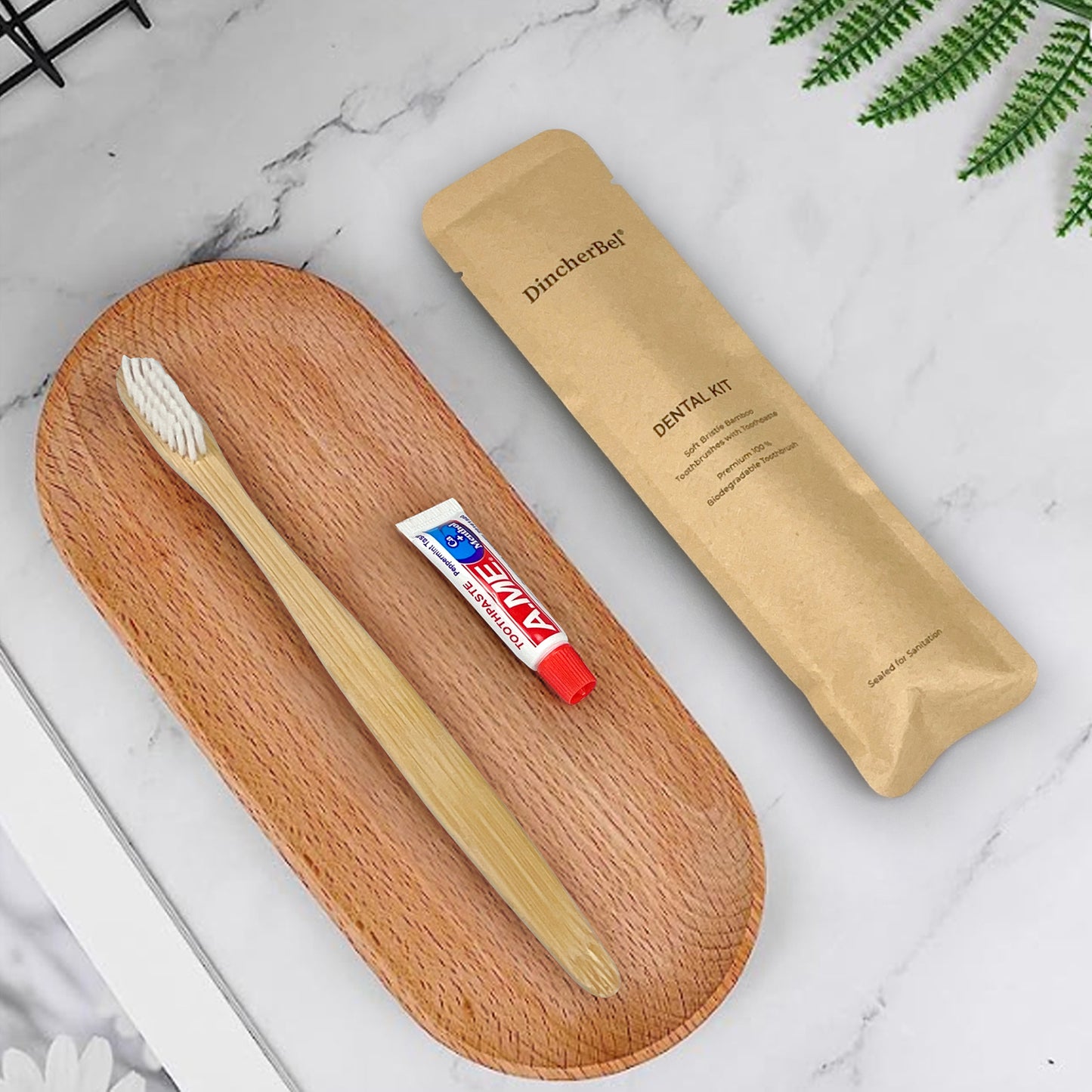 Disposable Bamboo Toothbrushes with Toothpaste(6g) | BPA Free Soft Bristles | Eco-Friendly | Individually Sealed & Biodegradable Bamboo Toothbrushes
