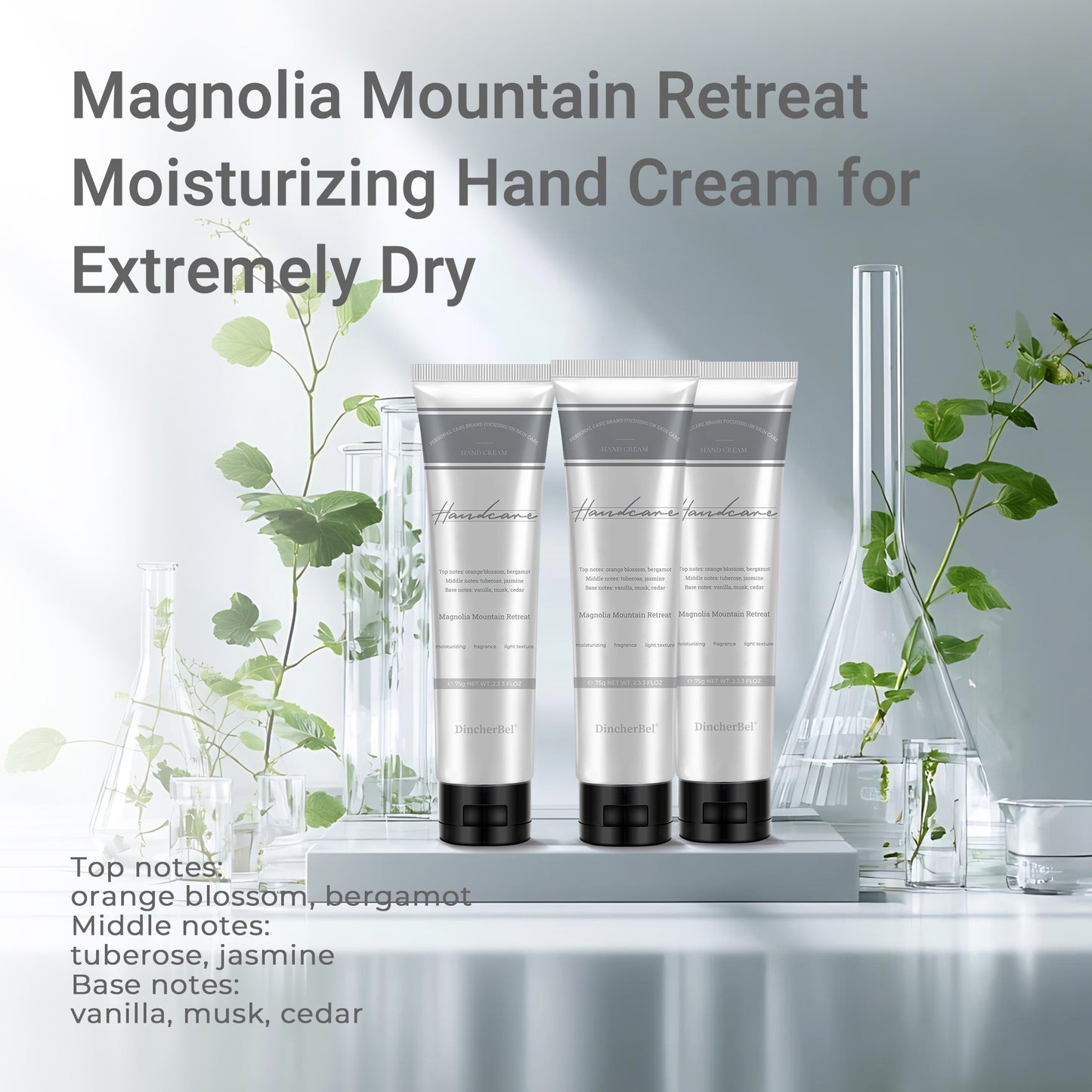 Niacinamide 5% + Squalane 1% Hand Cream with Tranexamic Acid & Vitamin C - Brightening & Hydrating Moisturizer for Dry Skin, Dark Spots, Uneven Tone - Luxury Perfume Scented Non-Greasy Cream with Shea Butter & Almond Oil - 2.33 fl oz