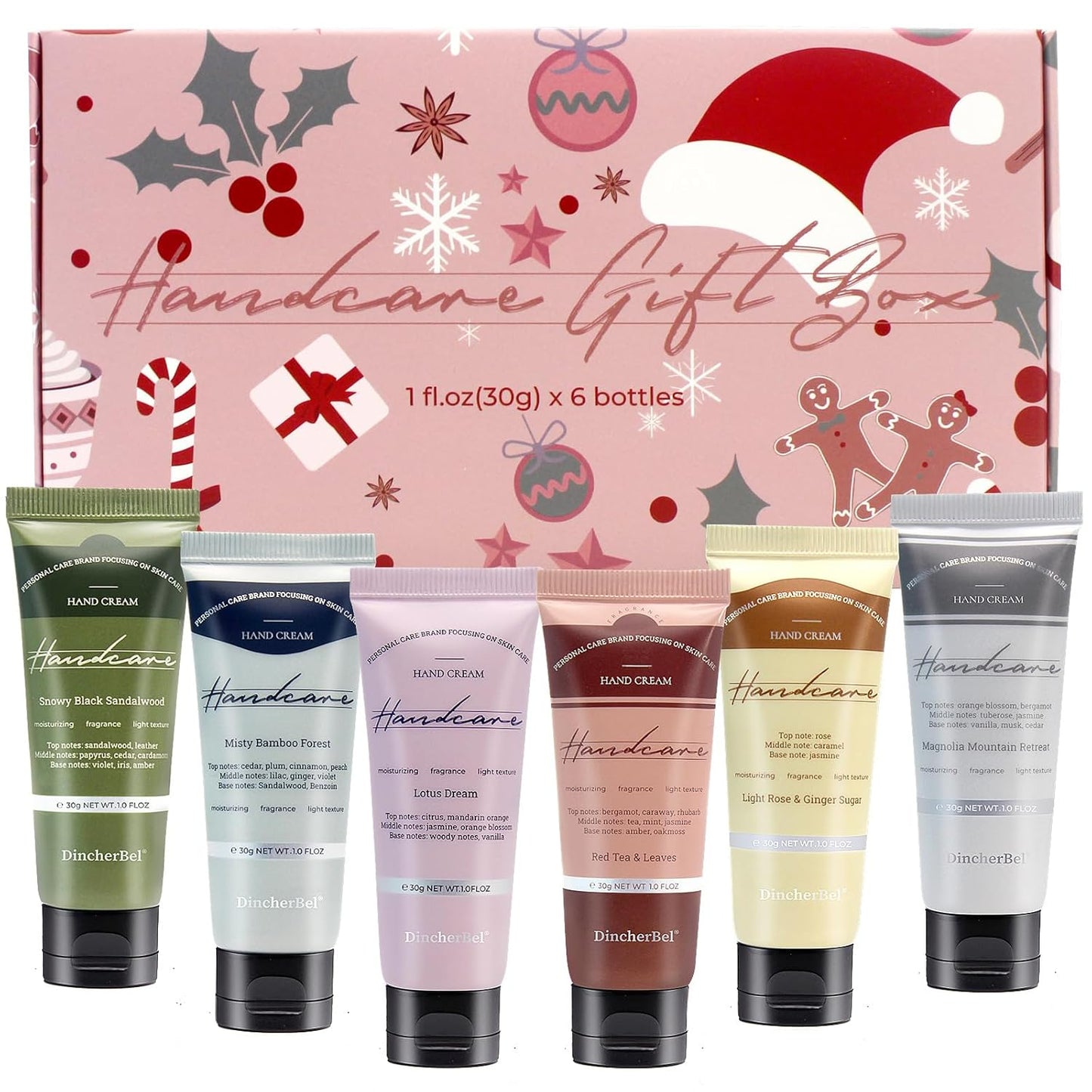 Hand Cream Christmas Gift Box Set - Travel Size Scented Hand Lotion Set for Dry Skin, Ideal Holiday Gift for Women/Men/Birthday, 6 x 1.0 oz/30 ml-Christmas Limited