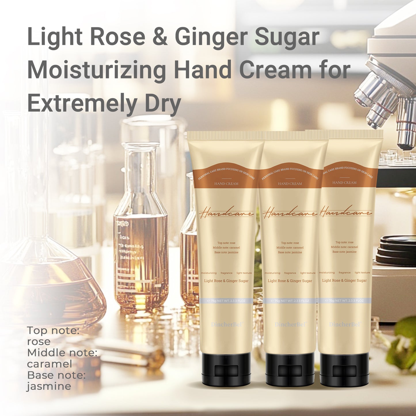 Niacinamide 5% + Squalane 1% Hand Cream with Tranexamic Acid & Vitamin C - Brightening & Hydrating Moisturizer for Dry Skin, Dark Spots, Uneven Tone - Luxury Perfume Scented Non-Greasy Cream with Shea Butter & Almond Oil - 2.33 fl oz