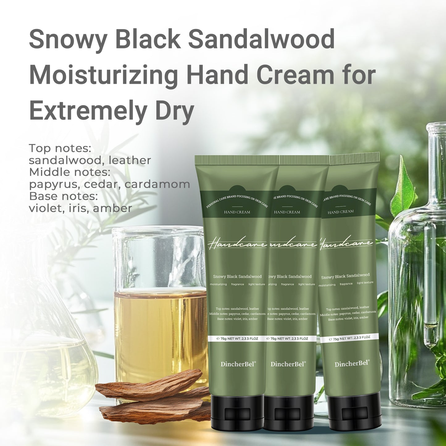 Niacinamide 5% + Squalane 1% Hand Cream with Tranexamic Acid & Vitamin C - Brightening & Hydrating Moisturizer for Dry Skin, Dark Spots, Uneven Tone - Luxury Perfume Scented Non-Greasy Cream with Shea Butter & Almond Oil - 2.33 fl oz