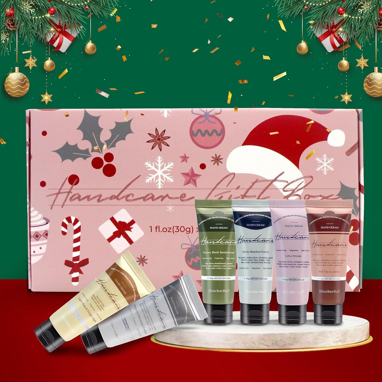 Hand Cream Christmas Gift Box Set - Travel Size Scented Hand Lotion Set for Dry Skin, Ideal Holiday Gift for Women/Men/Birthday, 6 x 1.0 oz/30 ml-Christmas Limited