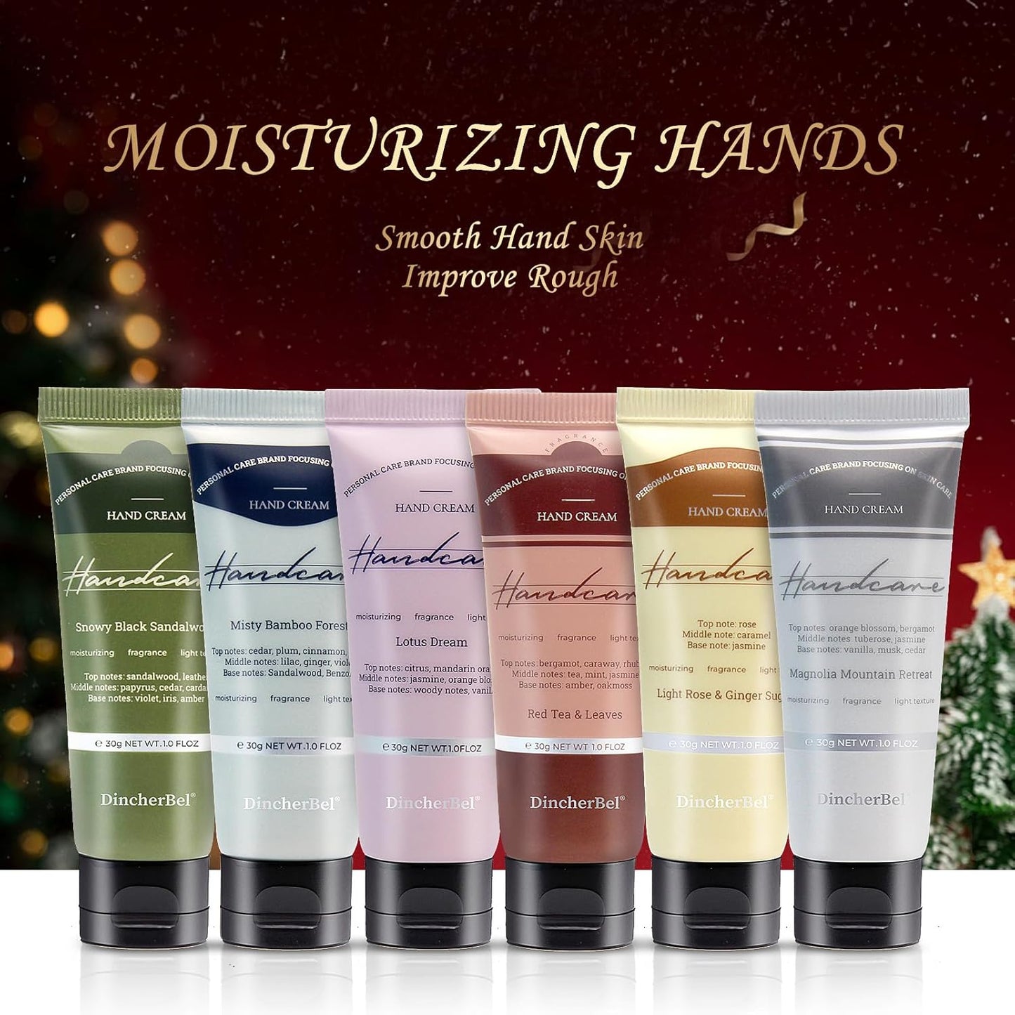 Hand Cream Christmas Gift Box Set - Travel Size Scented Hand Lotion Set for Dry Skin, Ideal Holiday Gift for Women/Men/Birthday, 6 x 1.0 oz/30 ml-Christmas Limited