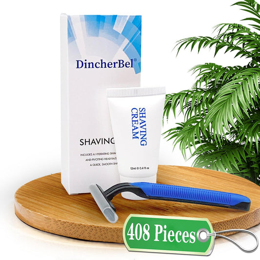 Shave Kit in Bulk, Smooth Shave Disposable Razor and Cream(12g), Individually Wrapped Toiletries Amenities for Hotel, Airbnb, Homeless, Shelter, Camping and Travel (408 Pack)