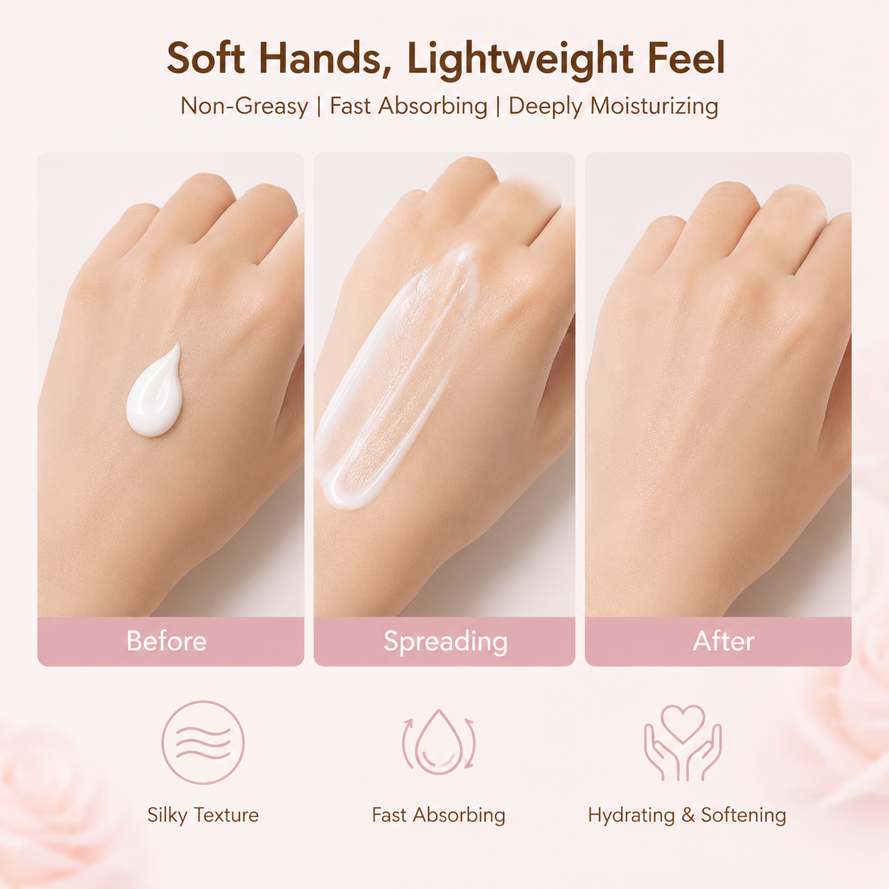 Tea & Flower Dream Hand Cream Gift Set, 3-Piece Scented Hand Cream Set, Lotus Dream 75g + 2 Travel Size 30g, Moisturizing Hand Cream for Dry Hands, Floral Tea Fragrance Gift for Women